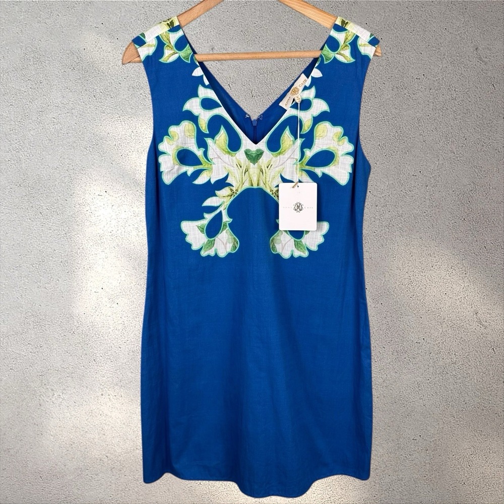 Anna Cate Grace Dress In‎ Indigo Blue Motif Floral NWT Sz M